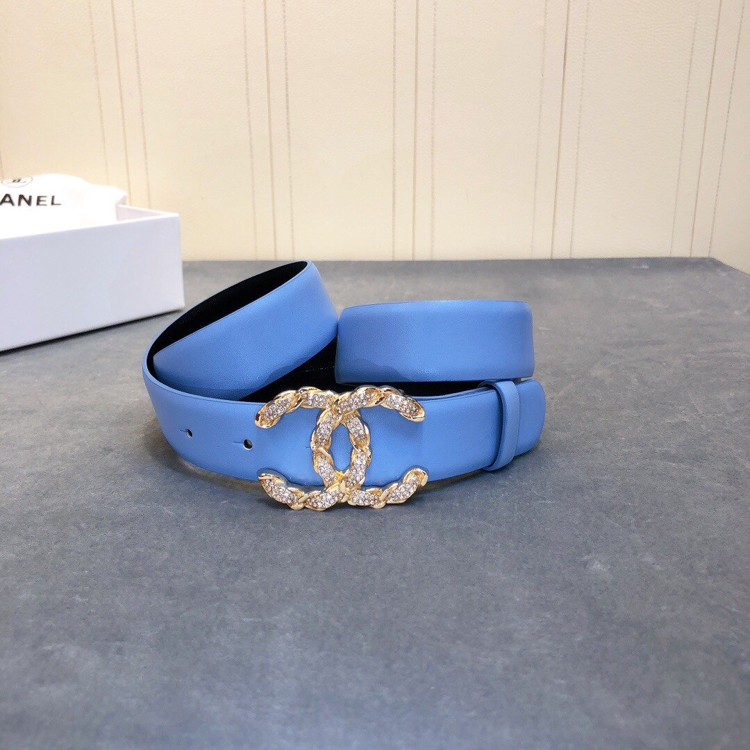 Chanel Belt With Double C Buckle Blue Women Belt - Image 5