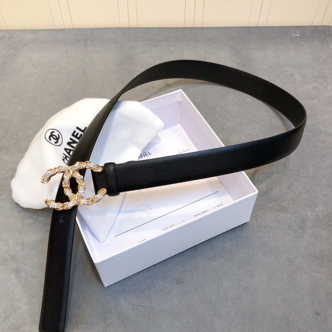 Chanel Belt With Double C Buckle Black Women Belt #1