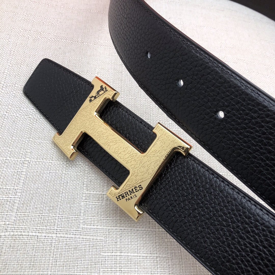 Hermes H Belt Buckle Reversible Black For Women, Women Belt #2 - Image 2
