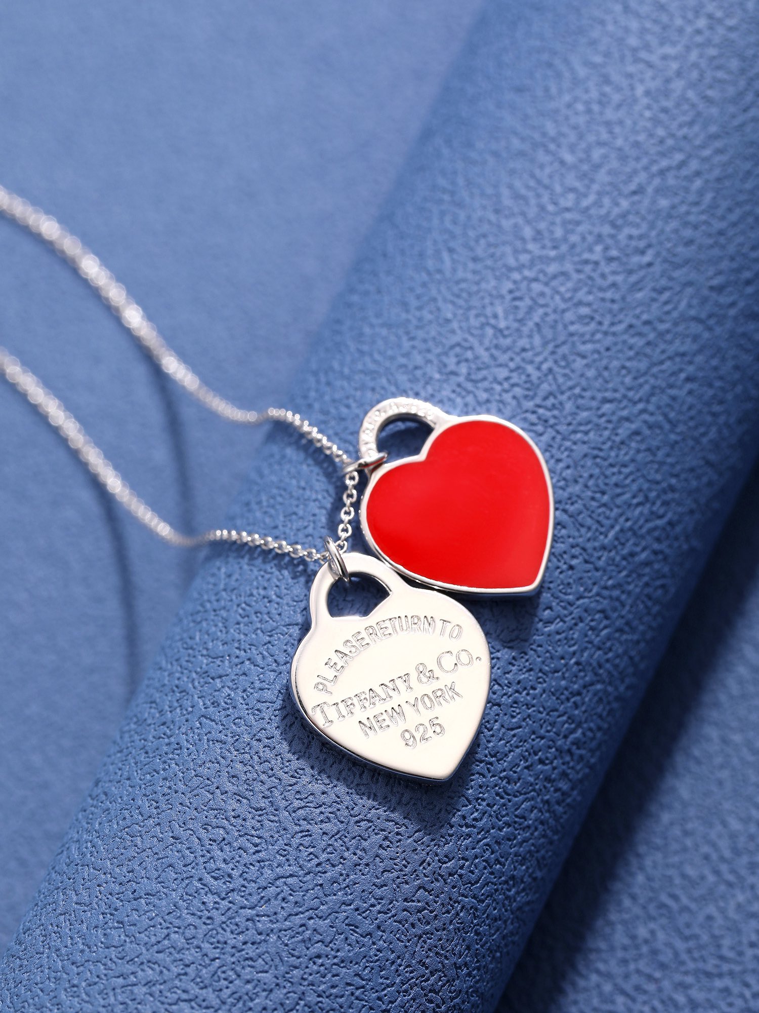 Tiffany T Double Heart Tag Necklace (Small Size). - PONI - Image 3