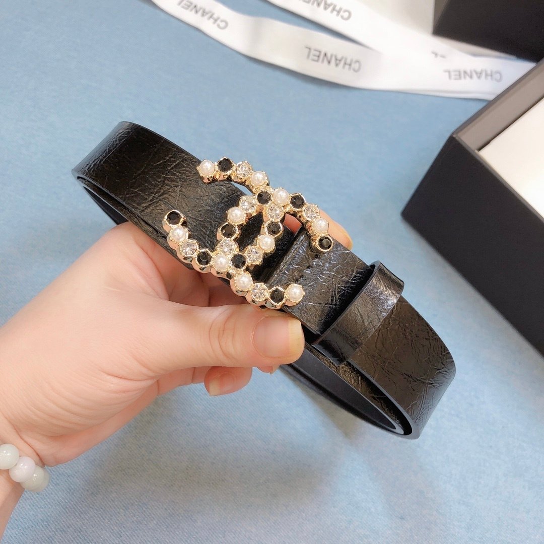 Chanel Belt With Beaded Buckle Brown Gold-Toned Metal and Strass Women Belt - Image 6