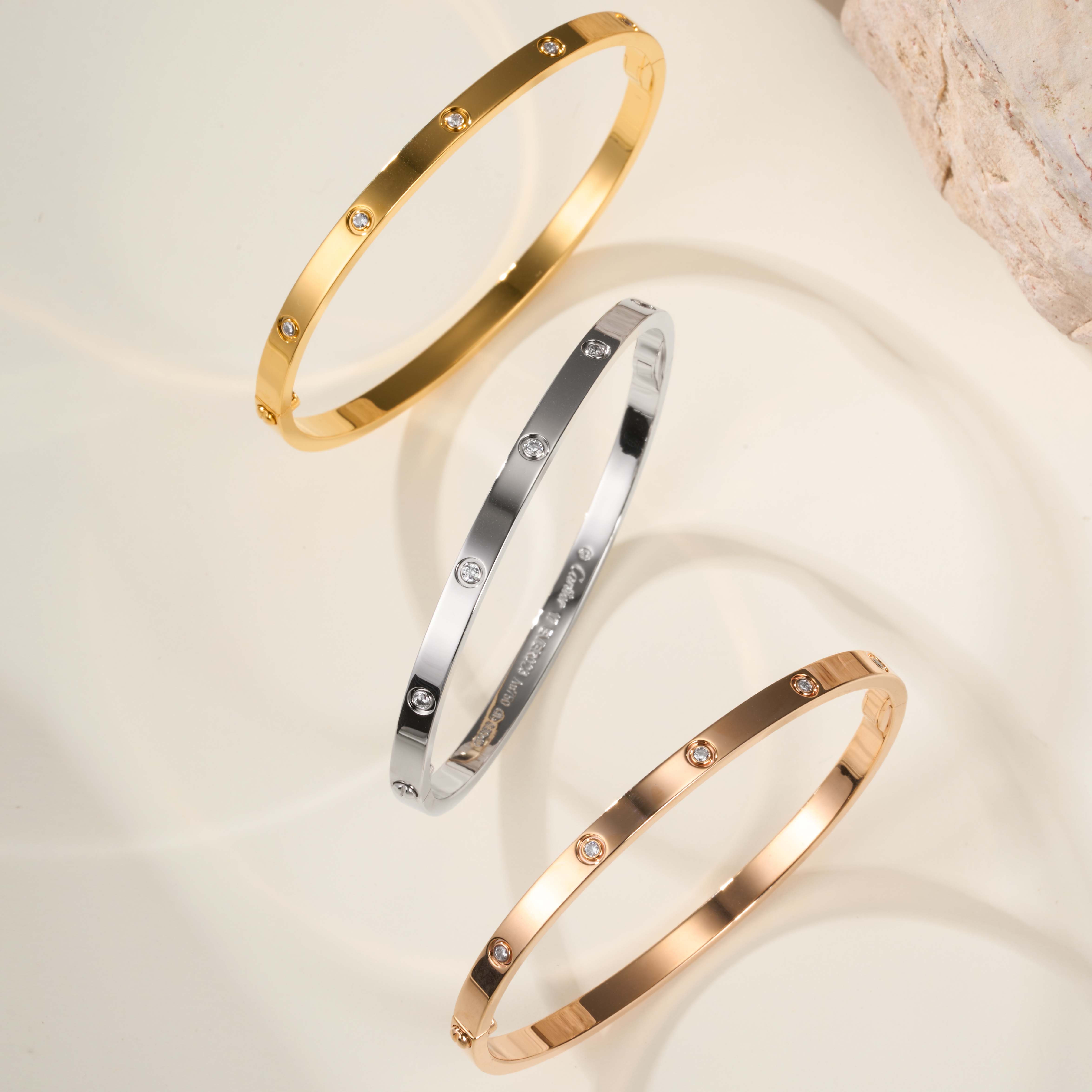 Cartier Love Classic Narrow Model Bangle with 10 Diamonds - SUPER-MIRROR