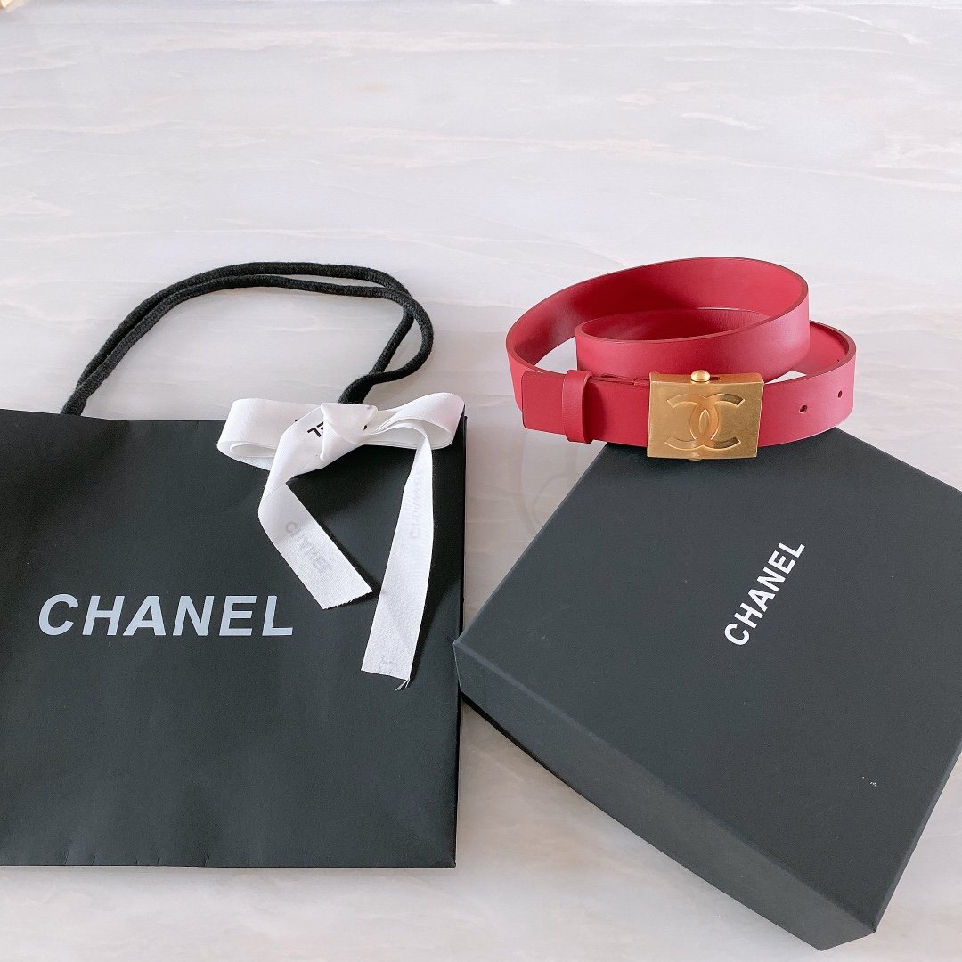 Chanel Belt With Ribbon Buckle Red Women Belt - Image 3