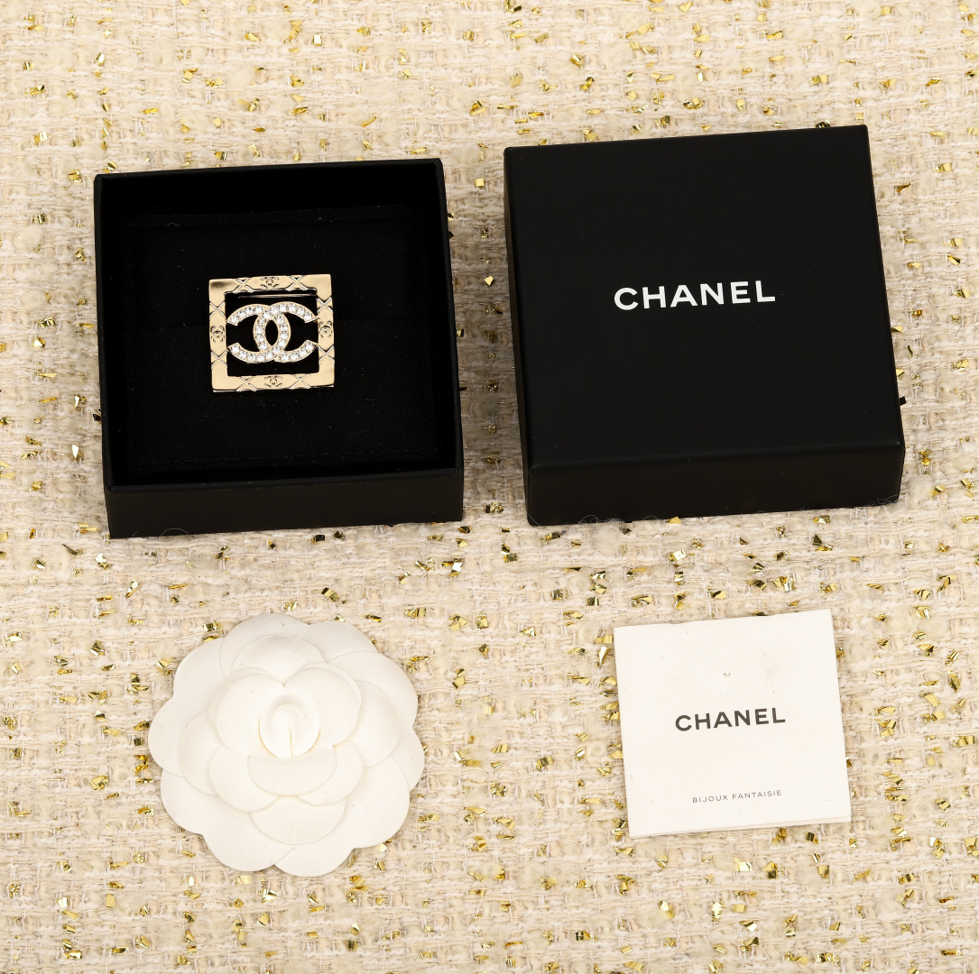 Chanel Square Openwork Double C Brooches