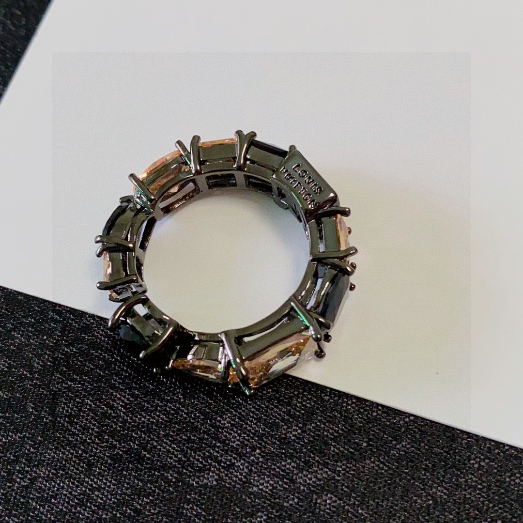 Louis Vuitton Jewelry Rings imported black diamond zircon series modeling ring neutral - PONI - Image 3
