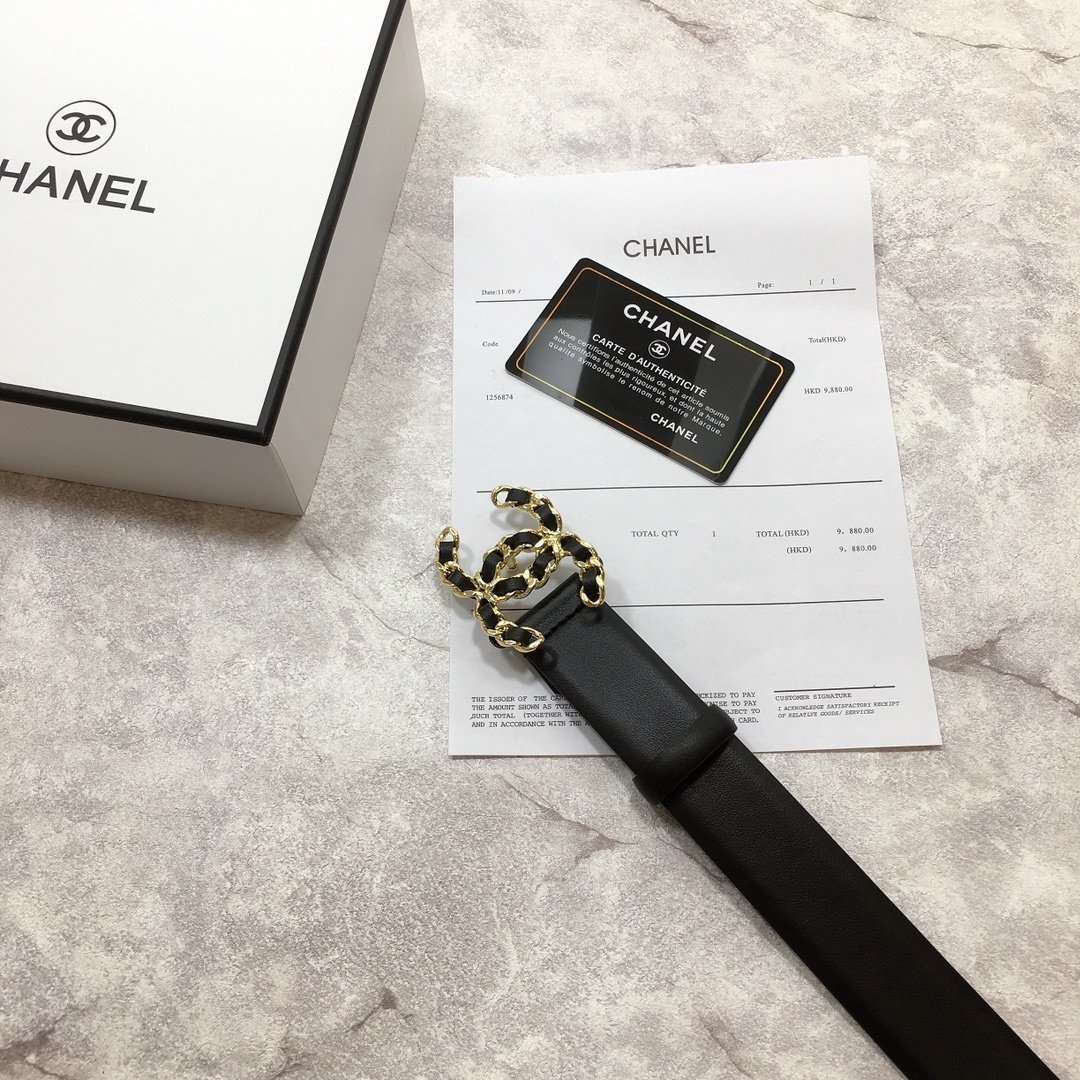Chanel Belt With Double C Buckle Black with Mini Gold mix Black Hardware Women Belt - Image 5