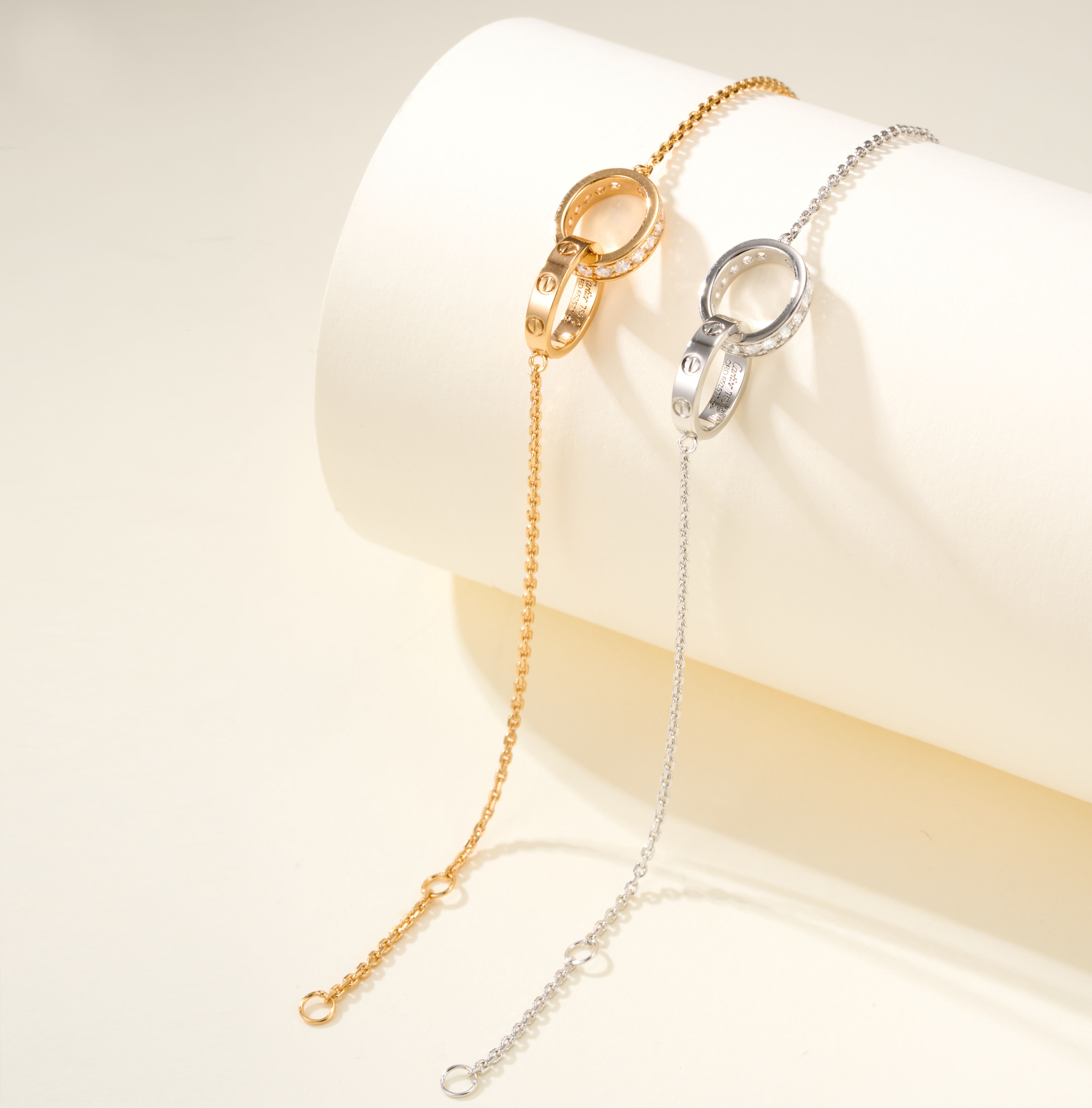 Cartier Love Diamond Double-Ring Charm Bracelets - SUPER-MIRROR