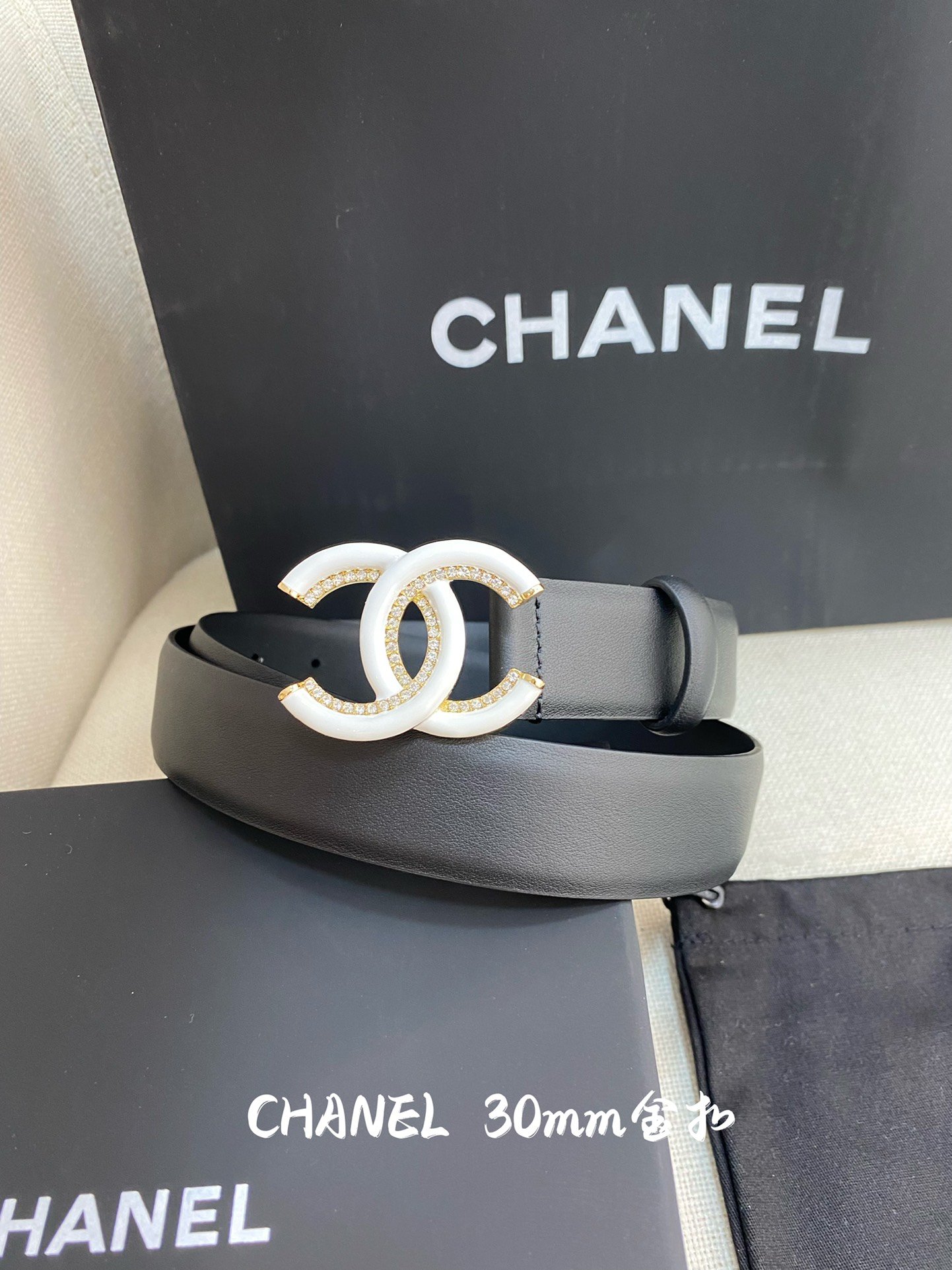 Chanel Belt With Double C Buckle Black Women Belt #2
