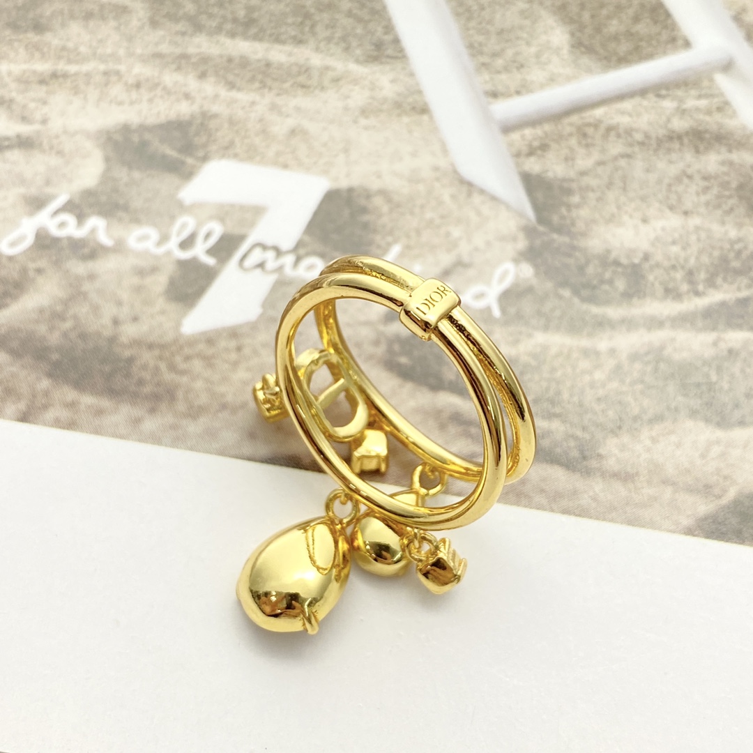 Dior Jewelry Rings CD water drop diamond hollow double ring - PONI - Image 3