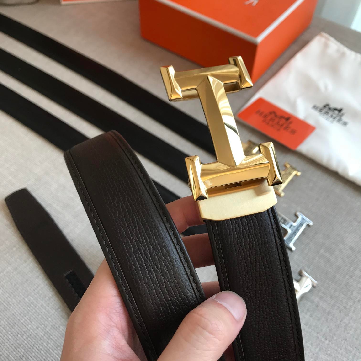 Hermes H Belt Buckle Reversible Strap Black For Women, Women Belt - Image 3