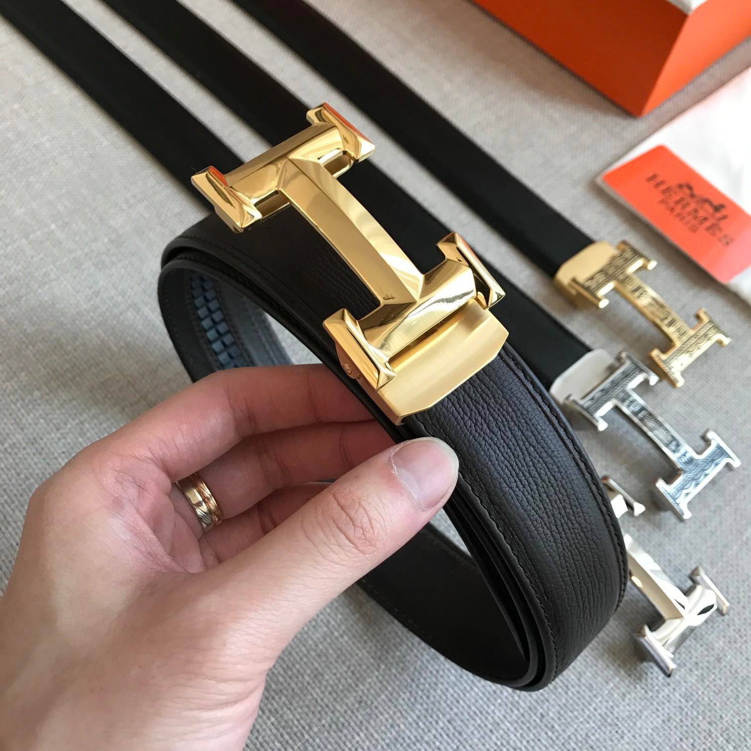 Hermes H Belt Buckle Reversible Strap Black For Women, Women Belt - Image 4