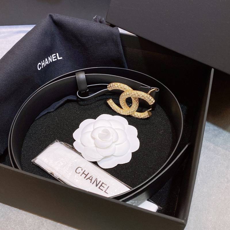 Chanel Belt With Beaded Buckle Black Gold-Toned Metal and Strass Women Belt - Image 2
