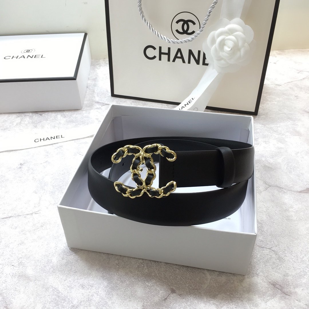 Chanel Belt With Double C Buckle Black with Mini Gold mix Black Hardware Women Belt - Image 3