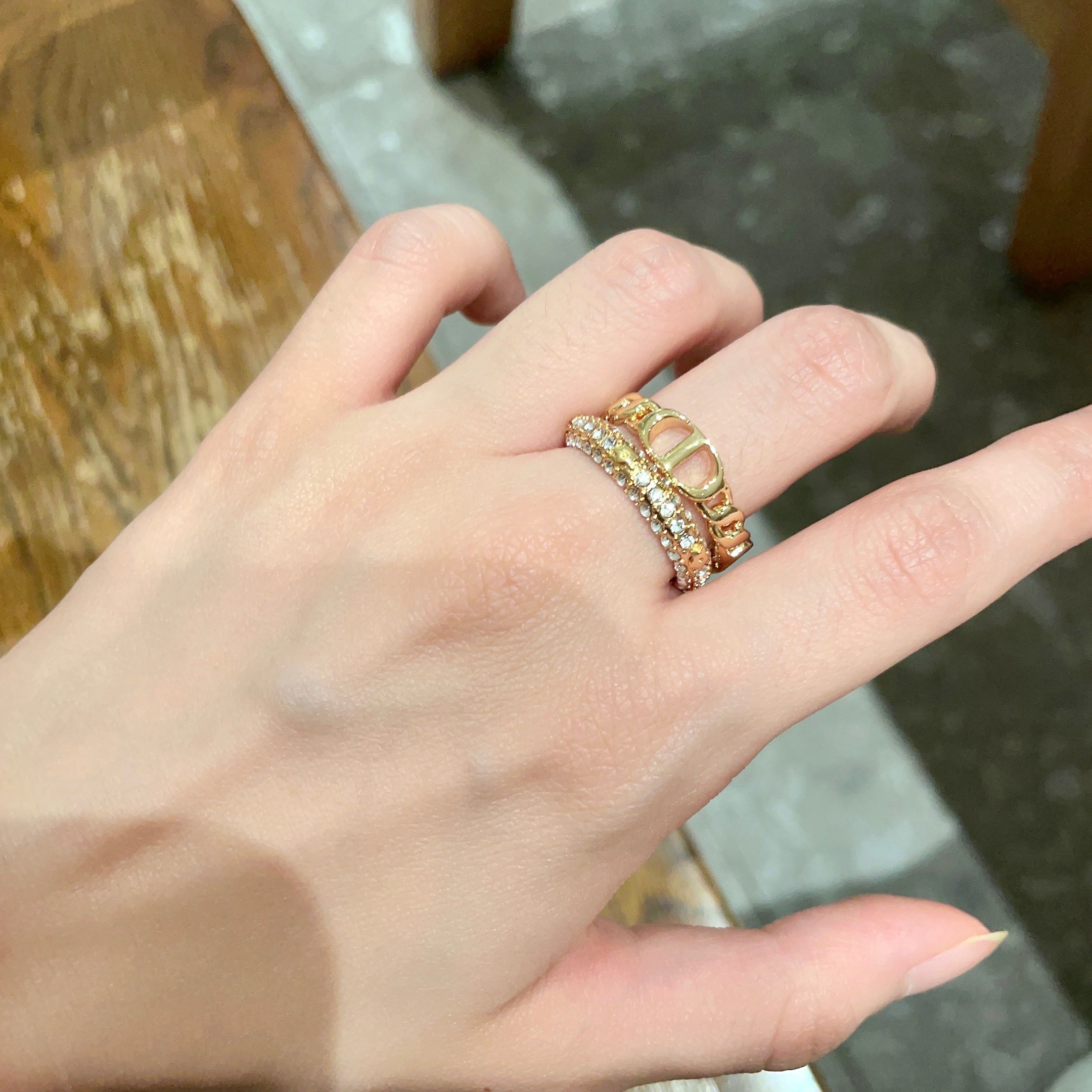 Dior Jewelry Rings CD letter full diamond suit fashion series five-pointed star shape - PONI - Image 8