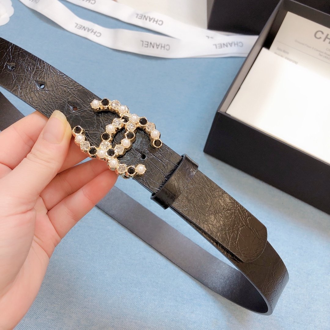 Chanel Belt With Beaded Buckle Brown Gold-Toned Metal and Strass Women Belt - Image 2