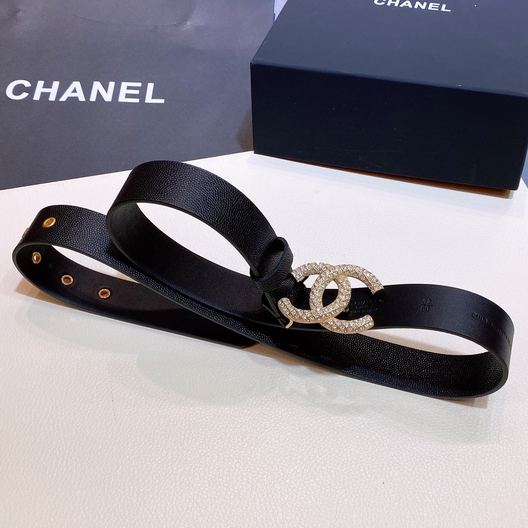 Chanel Belt With Beaded Buckle Black with Silver Hardware Women Belt - Image 2