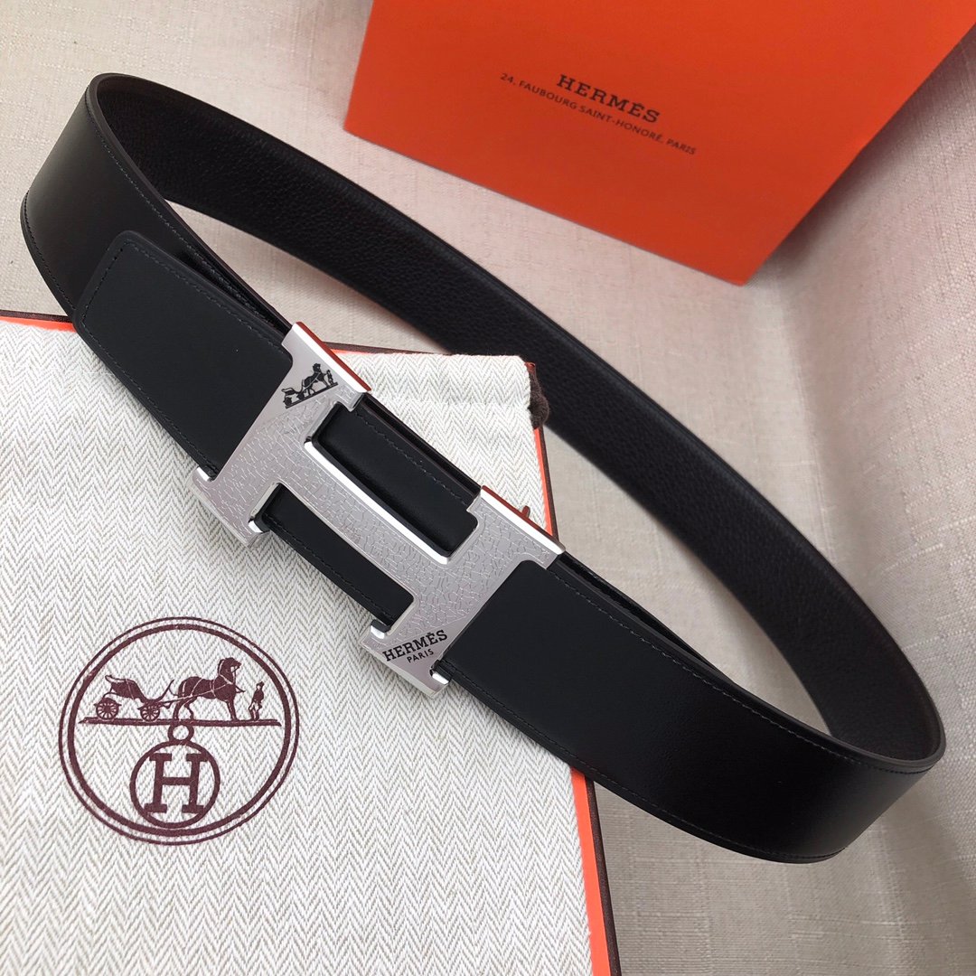 Hermes H Belt Buckle Reversible Black For Women, Women Belt #8 - Image 4