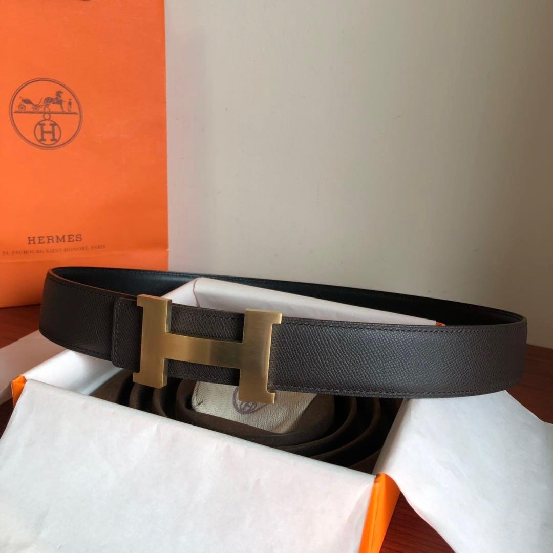 Hermes Mini Constance Guillochee Belt Buckle Reversible Grey For Women, Women Belt - Image 4