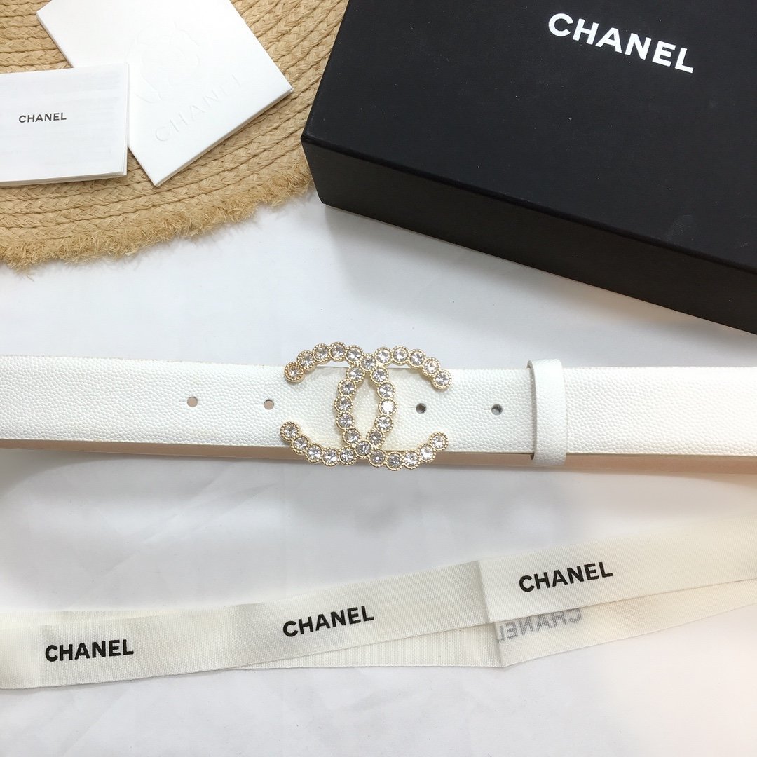 Chanel Belt With Beaded Buckle White With Gold Toned Hardware Women Belt - Image 4