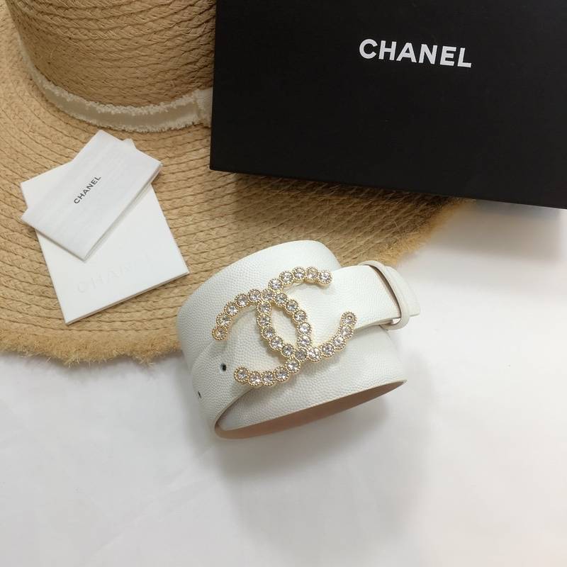 Chanel Belt With Beaded Buckle White With Gold Toned Hardware Women Belt - Image 2