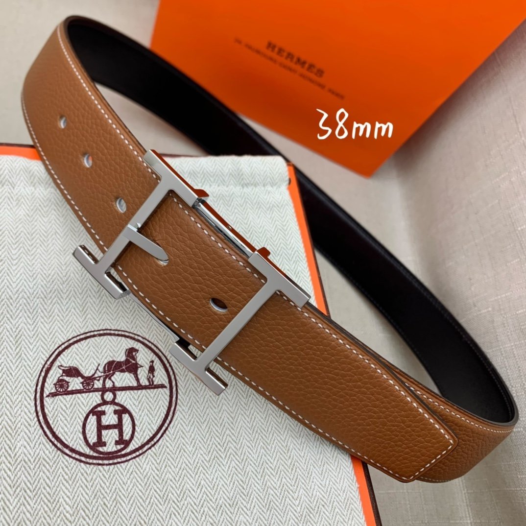 Hermes H Belt Buckle Reversible Brown For Women, Women Belt #3 - Image 4