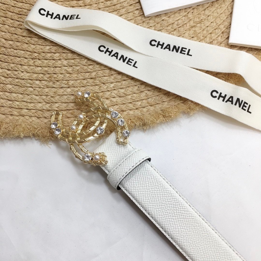 Chanel Belt With Double C Buckle White Gold Chanel Logo Hardware Women Belt - Image 4