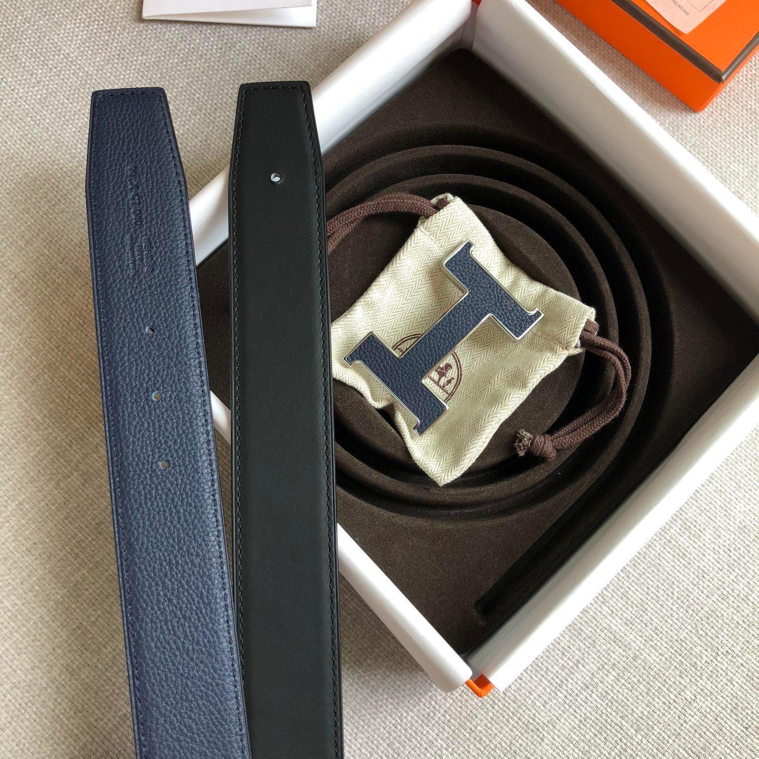 Hermes H Guillochee Belt Buckle Reversible Strap Black For Women, Women Belt - Image 5