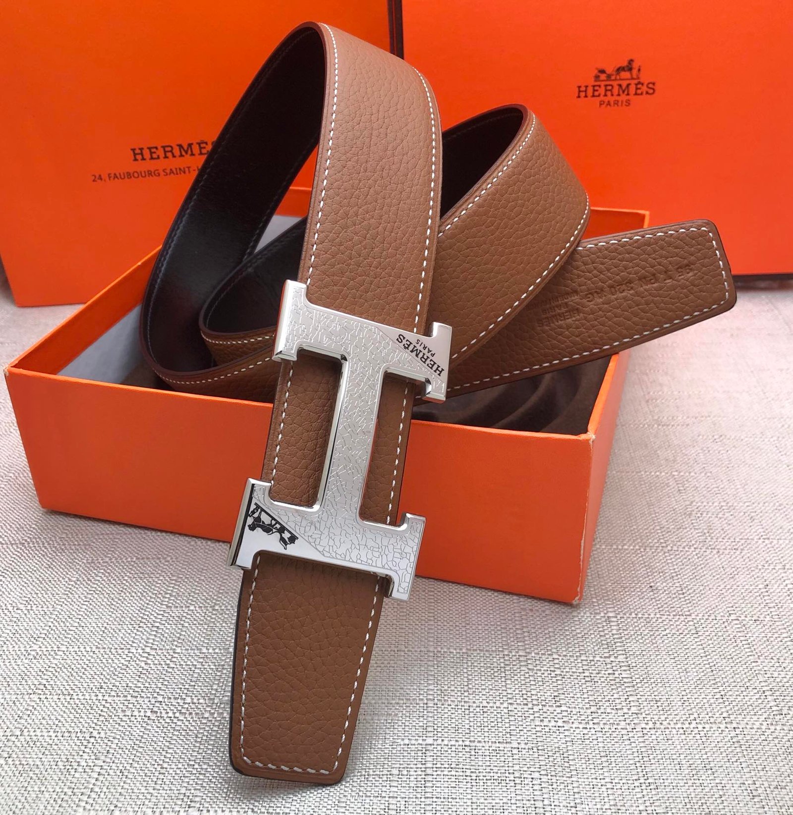 Hermes H Belt Buckle Reversible Black For Women, Women Belt #9 - Image 4