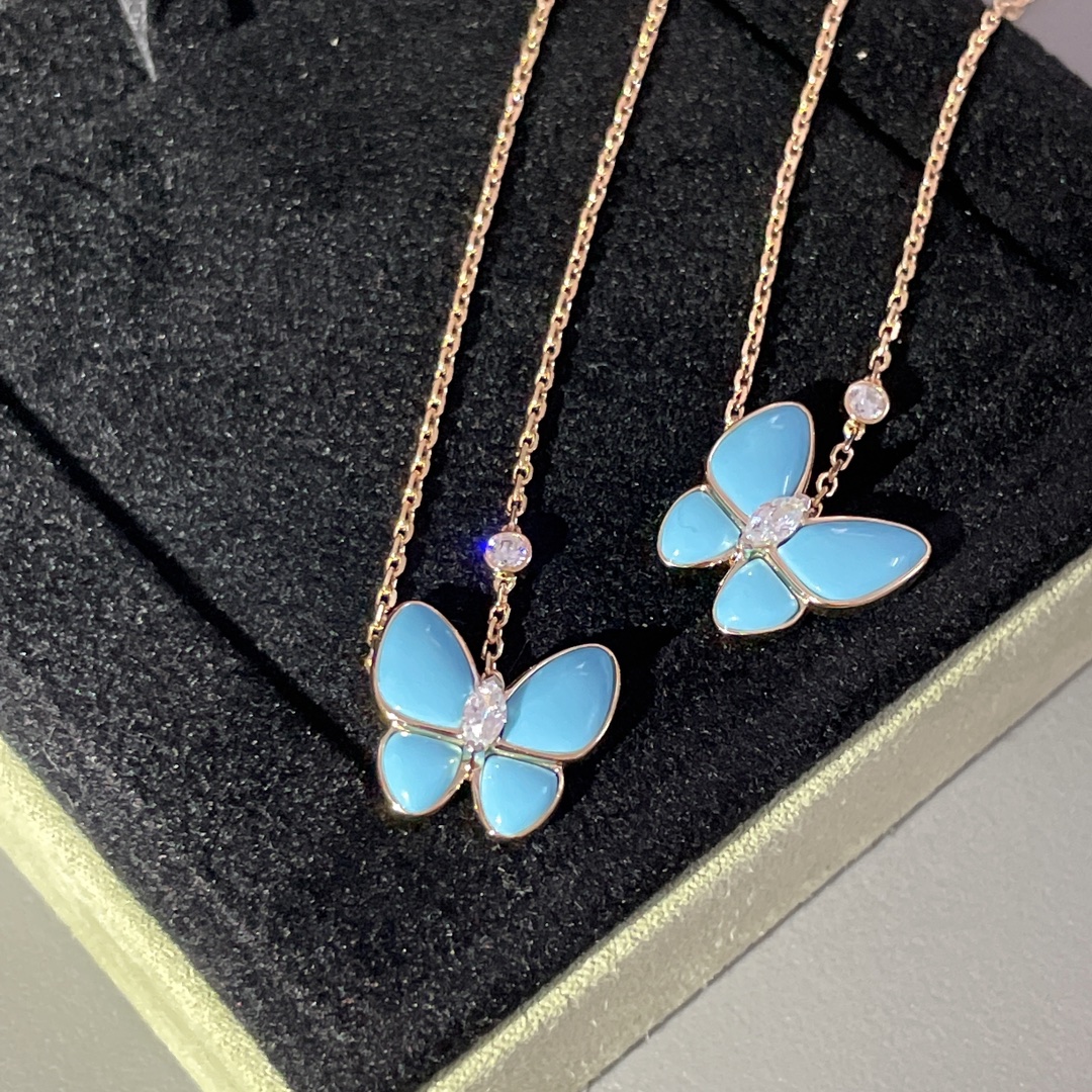Van Cleef & Arpels Jewelry Necklace Blue Butterfly Necklace - SUPER-MIRROR