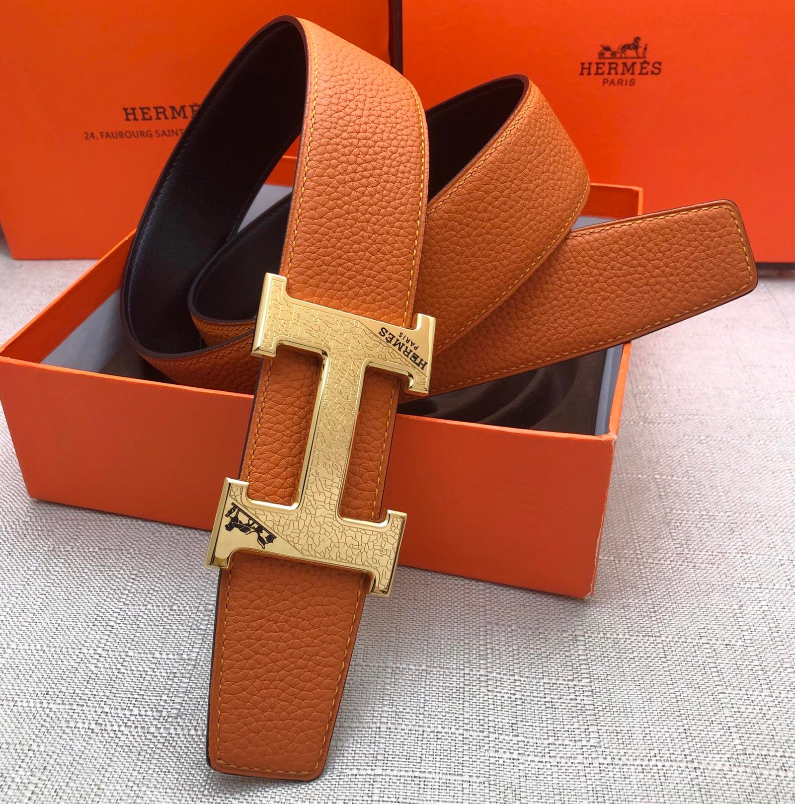 Hermes H Belt Buckle Reversible Brown For Women, Women Belt #14 - Image 4