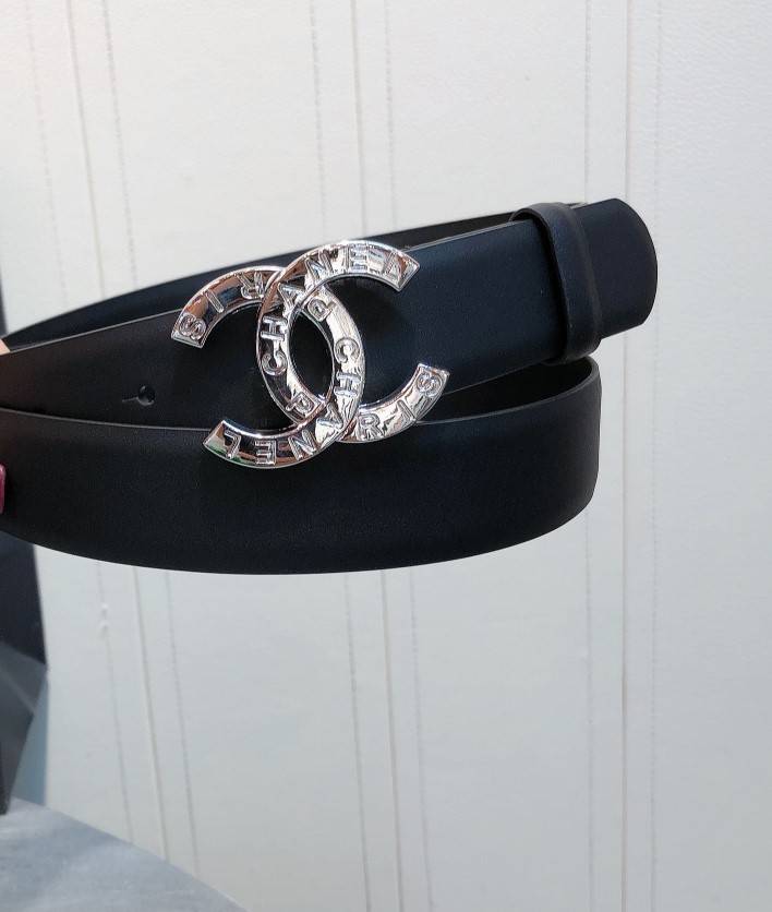 Chanel Belt With Double C Buckle Black With Full Silver Hardware Women Belt - Image 4