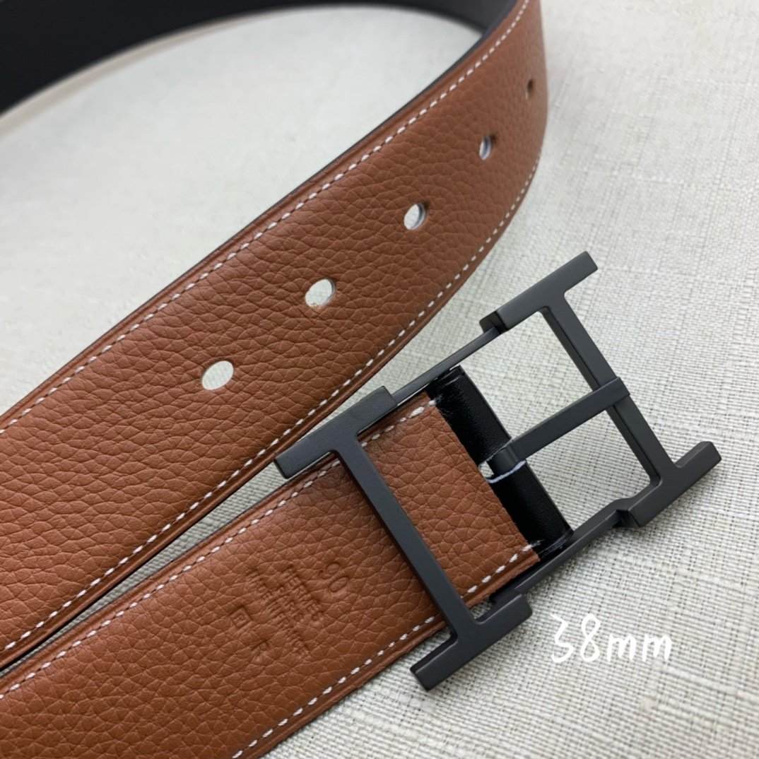 Hermes H Belt Buckle Reversible Brown For Women, Women Belt #5 - Image 4