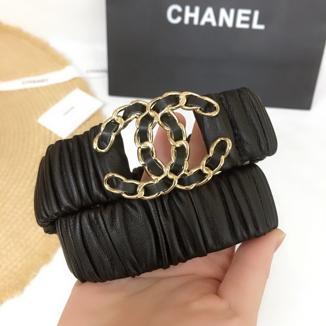 Chanel Belt With Double C Buckle Black Gold-Tone Metal and Strass Women Belt - Image 2
