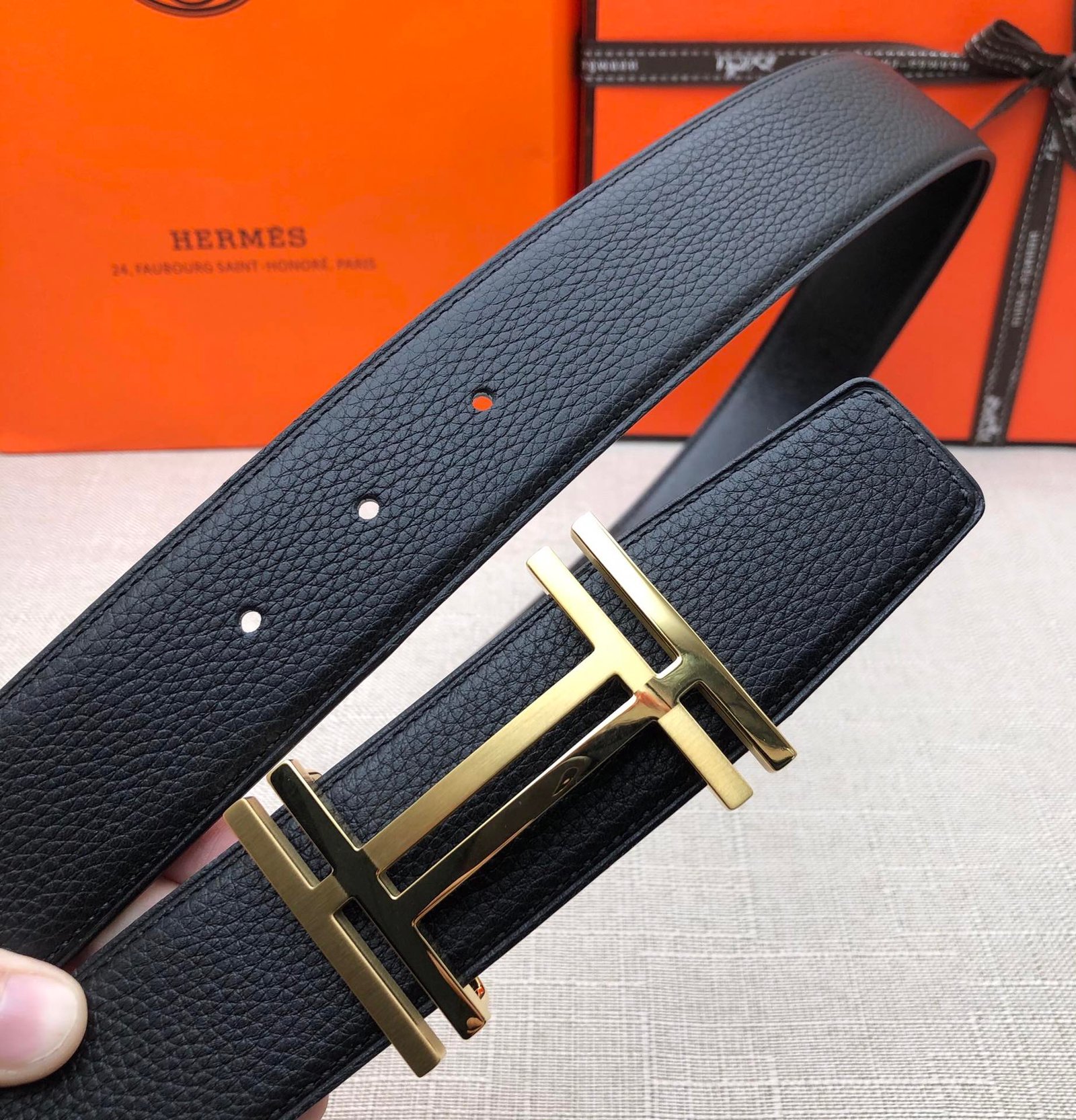 Hermes H Belt Buckle Reversible Black For Women, Women Belt #11