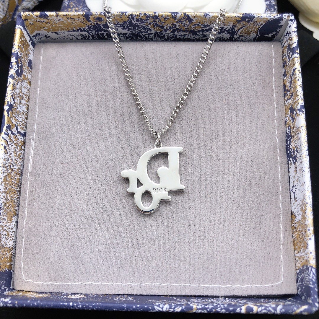 Dior Jewelry Necklace DIOR letter blue drops of oil - PONI - Image 5
