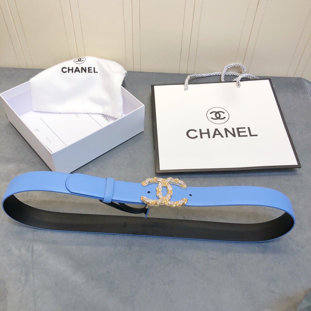 Chanel Belt With Double C Buckle Blue Women Belt - Image 2