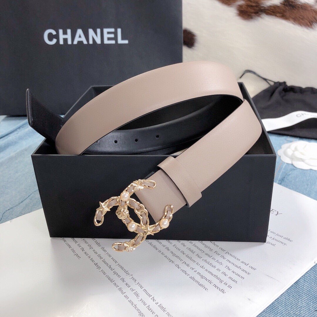 Chanel Belt With Double C Buckle Beige Gold Toned Hardware Women Belt - Image 4