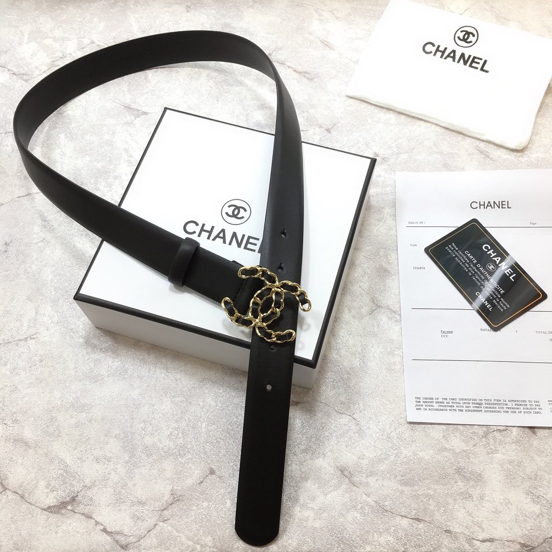 Chanel Belt With Double C Buckle Black with Mini Gold mix Black Hardware Women Belt - Image 6