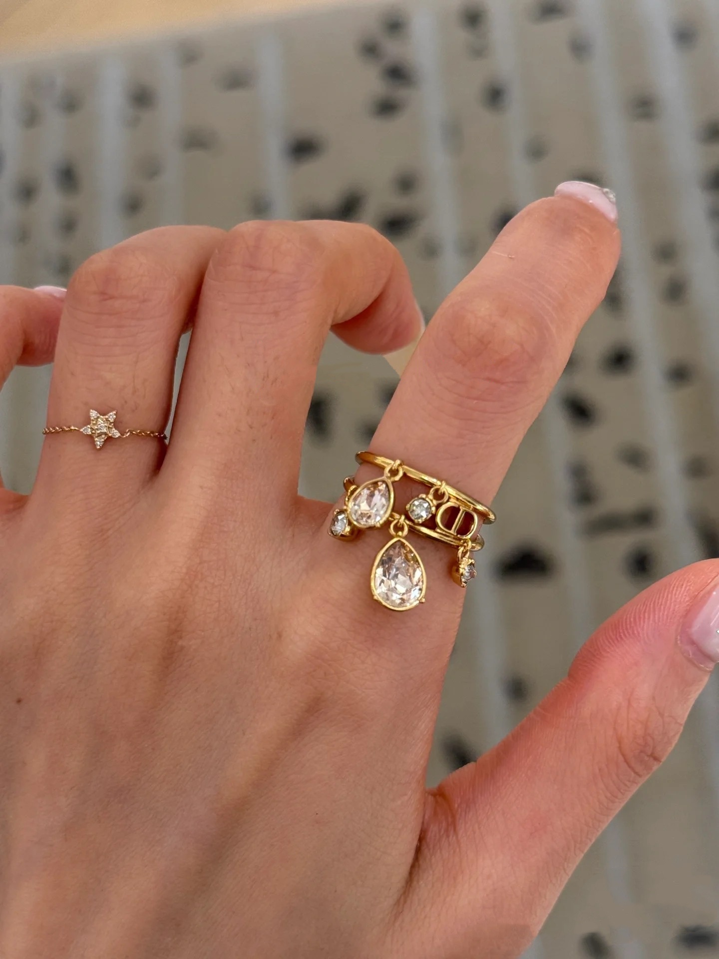 Dior Jewelry Rings CD water drop diamond hollow double ring - PONI - Image 8
