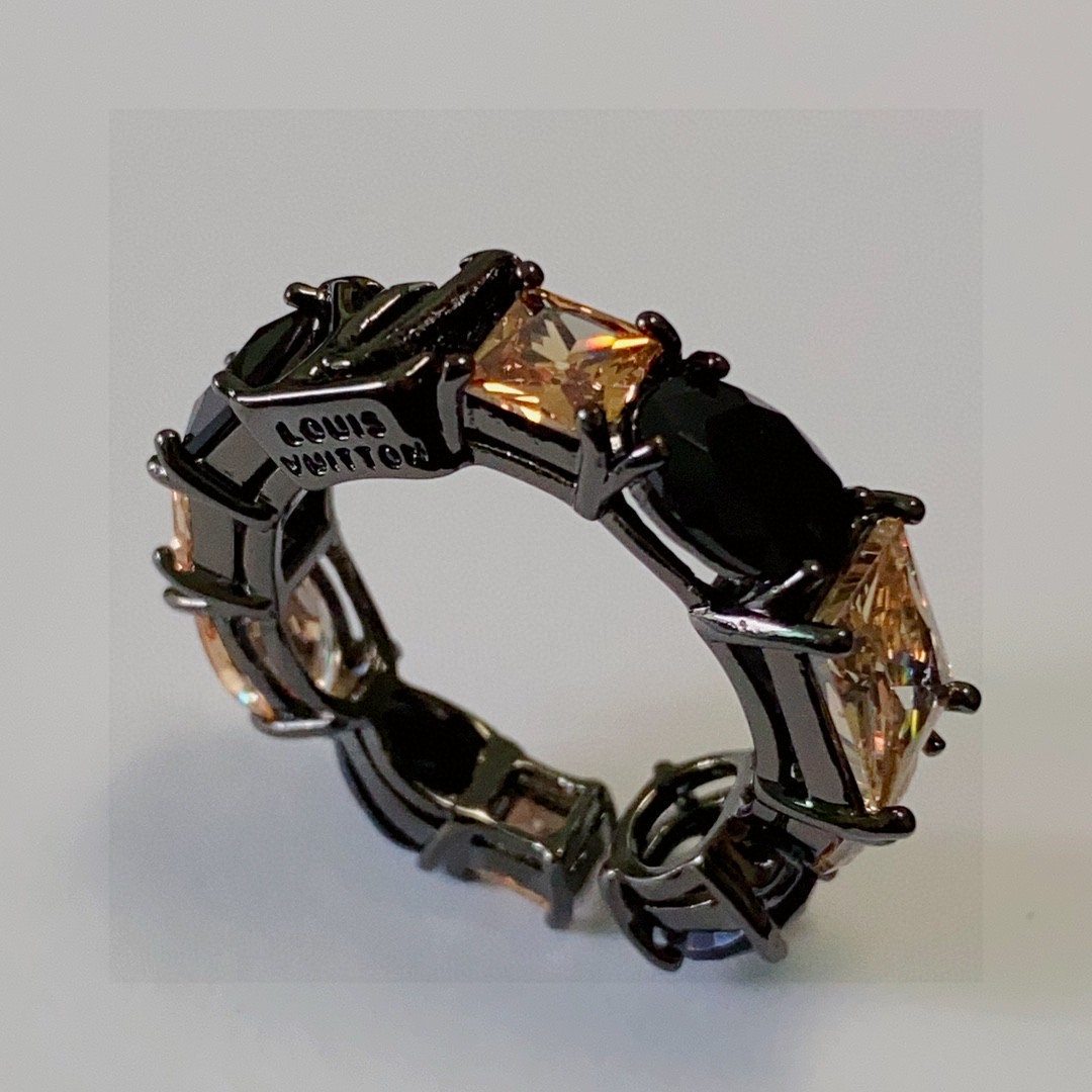 Louis Vuitton Jewelry Rings imported black diamond zircon series modeling ring neutral - SUPER-MIRROR