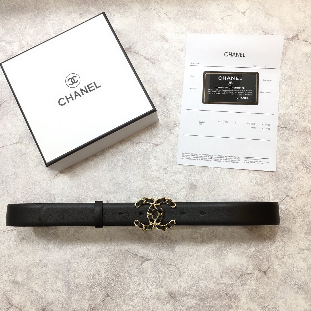 Chanel Belt With Double C Buckle Black with Mini Gold mix Black Hardware Women Belt - Image 2