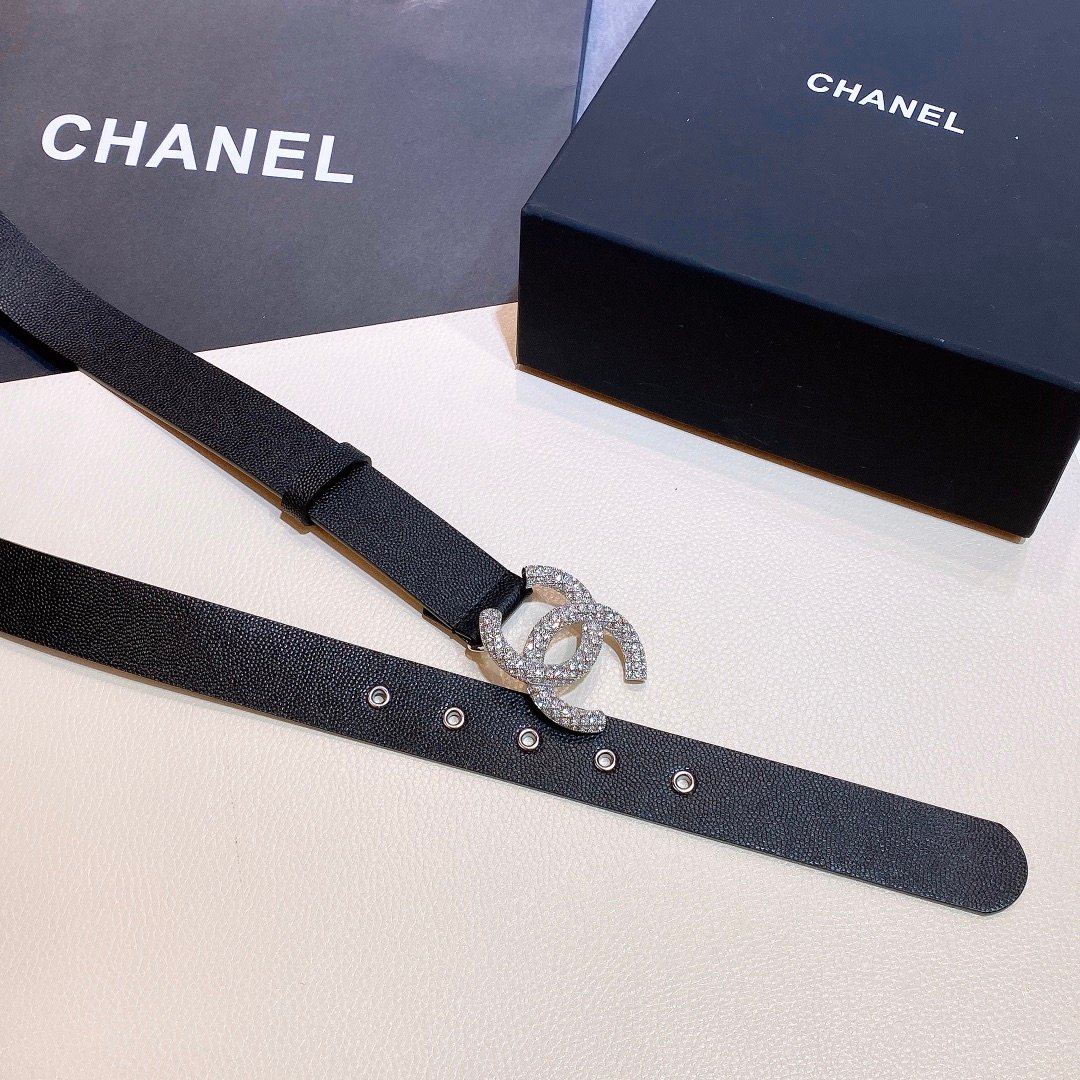 Chanel Belt With Beaded Buckle Black with Silver Hardware Women Belt - Image 3