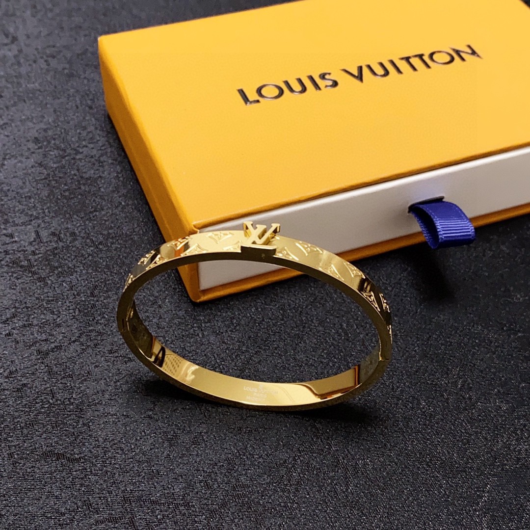 Louis Vuitton Jewelry Bangle LV letter Logo gold bracelet - PONI - Image 2