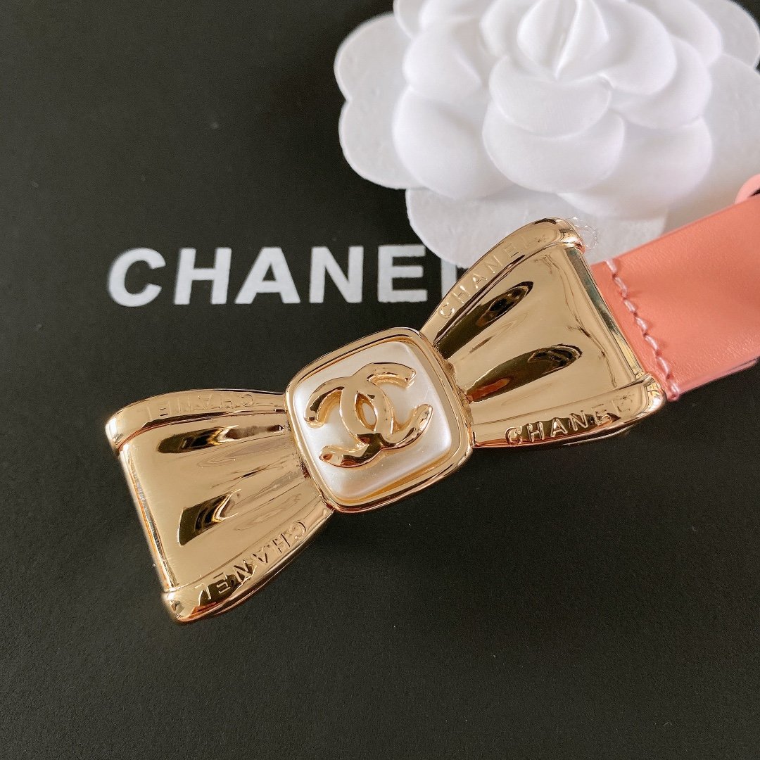 Chanel Belt With Ribbon Buckle Pink Women Belt - Image 4