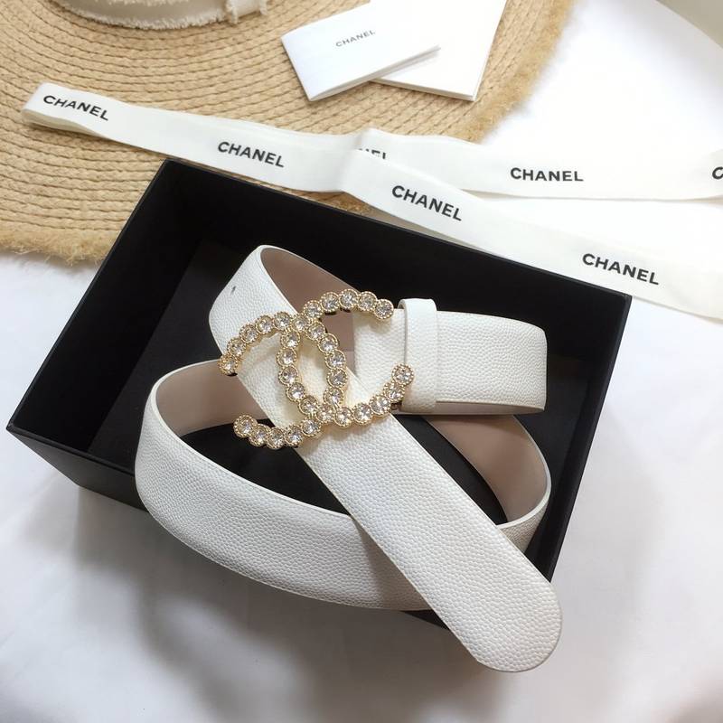 Chanel Belt With Beaded Buckle White With Gold Toned Hardware Women Belt - Image 3