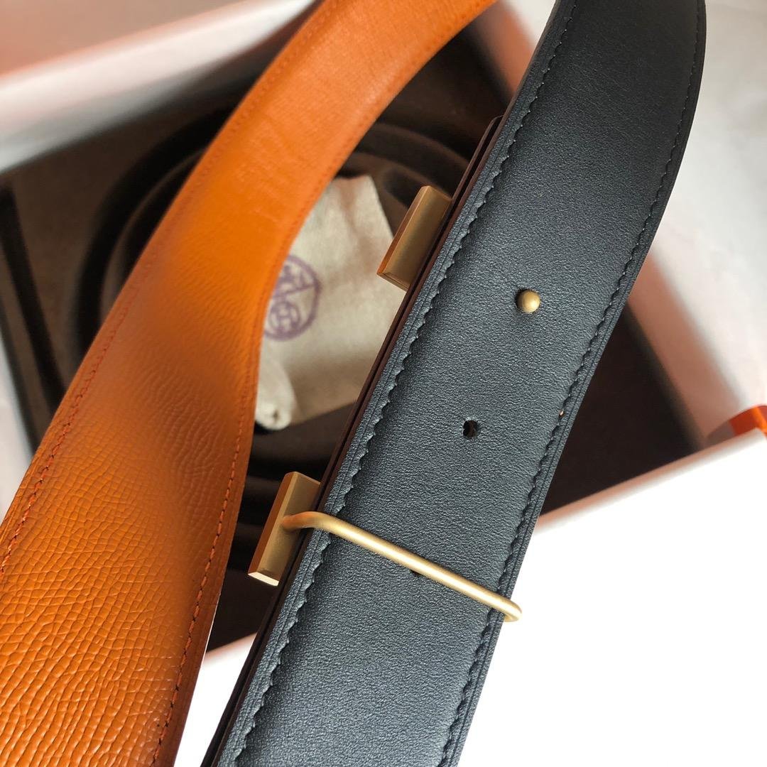 Hermes Mini Constance Guillochee Belt Buckle Reversible Orange For Women, Women Belt - Image 4