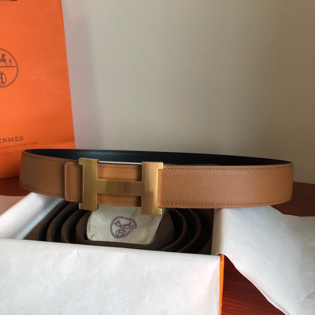 Hermes Mini Constance Guillochee Belt Buckle Reversible Brown For Women, Women Belt