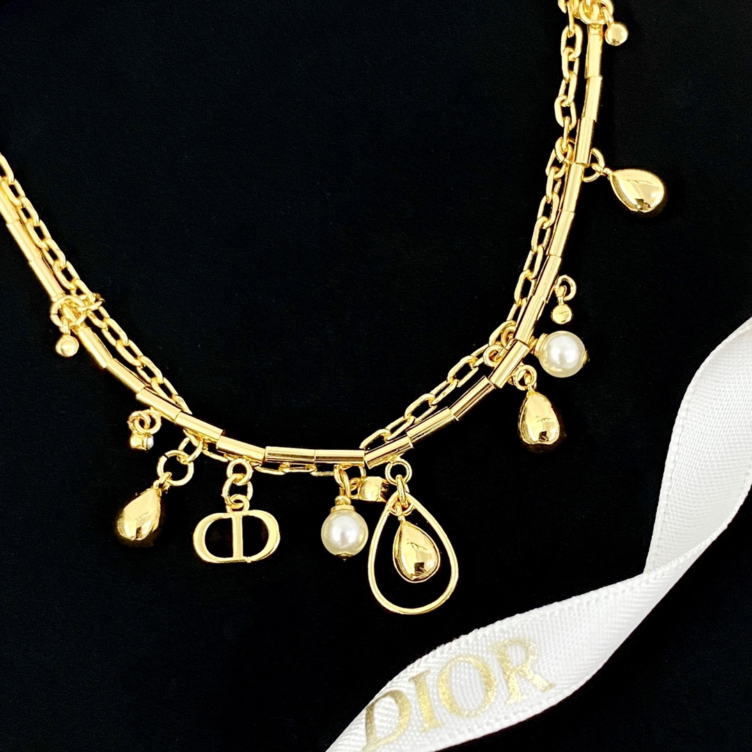Dior Jewelry Bracelets Hollow water drop diamond pearl double layer - PONI - Image 2
