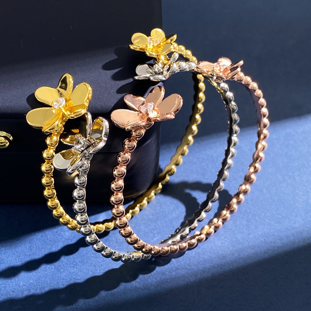 Van Cleef & Arpels Jewelry Bangle vca mirror clover six-petal flower size double-beaded open bracelet - SUPER-MIRROR