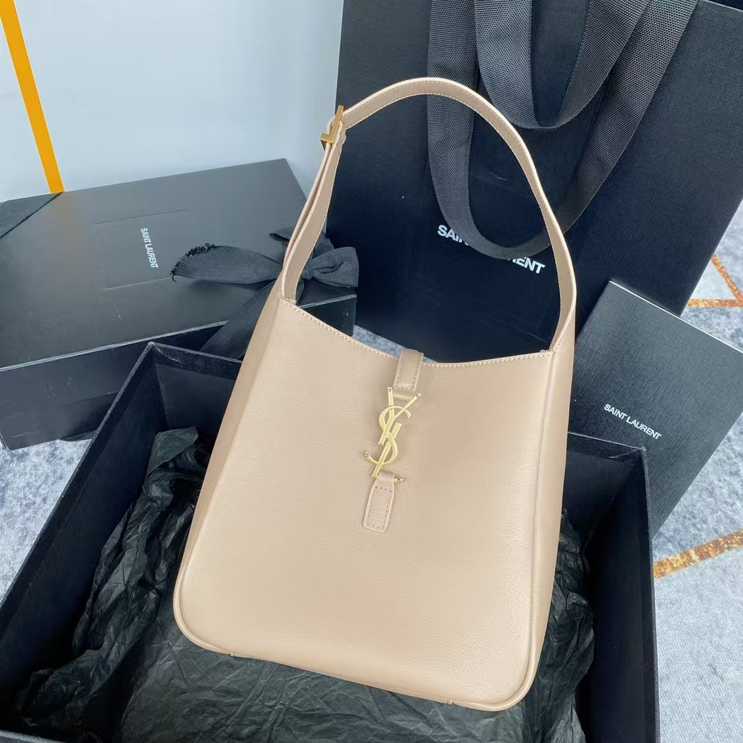 YSL LE 5 À 7 supple small in grained leather Dusty Grey 23x22x8cm